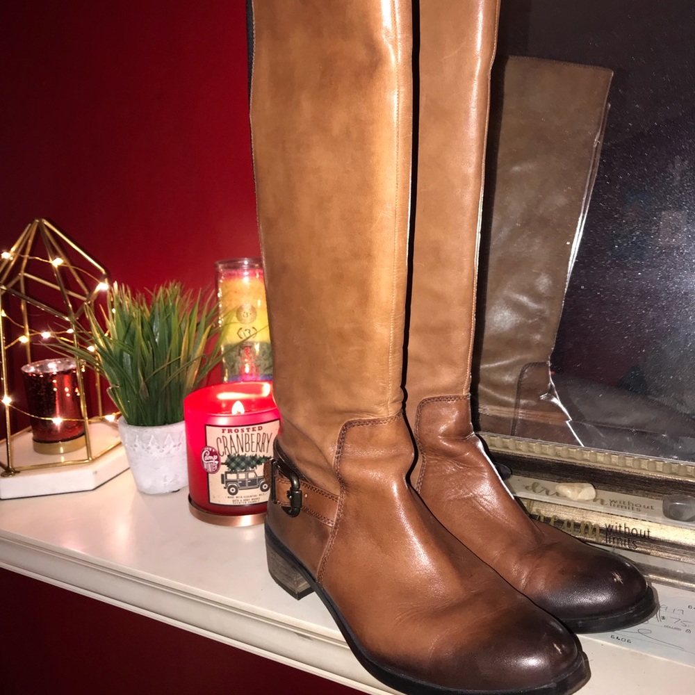 Vince Camuto: Distressed Brown Leather Boots